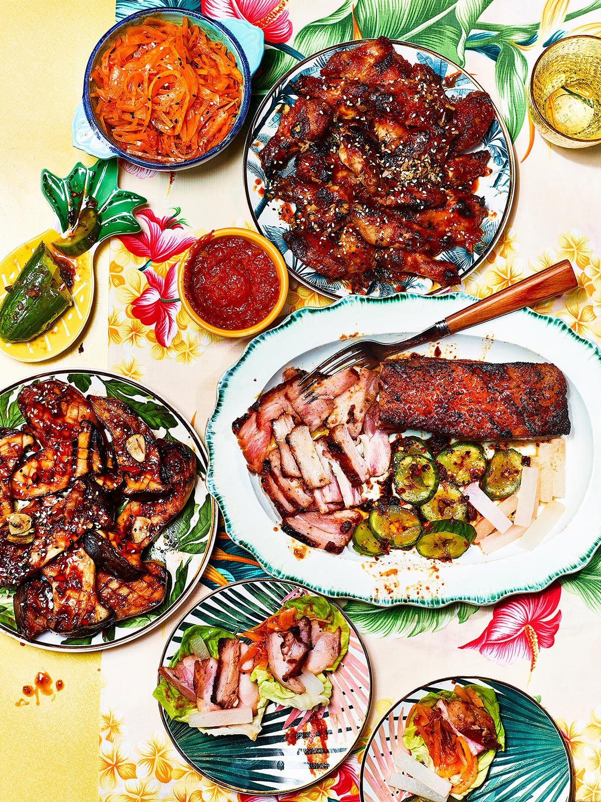 Seoul Sizzle BBQ Box - Korean Style Pork Belly, Chicken Wings, Oyster Mushrooms