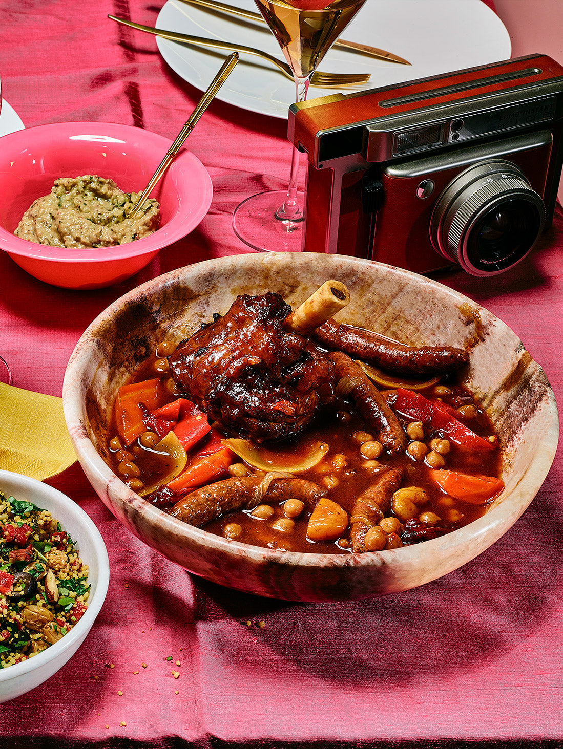 Tagine of Lamb and Merguez with Couscous and Babaganoush