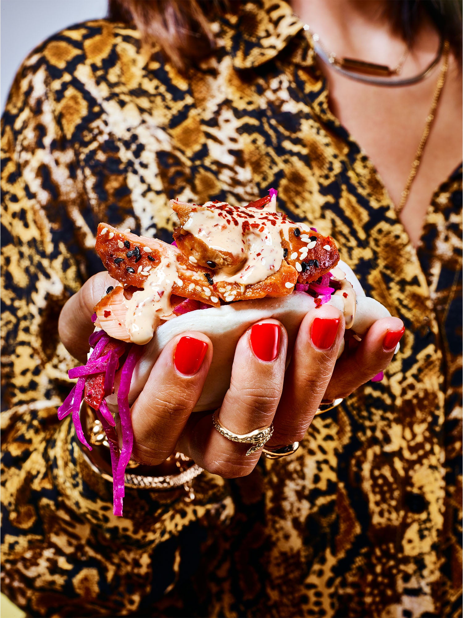 Miso Salmon & Bao Buns Party served with Sticky Teriyaki Roast Broccoli