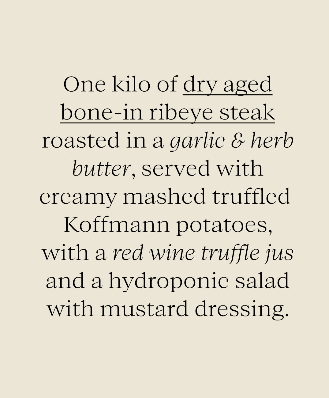 Roasted Côte de Boeuf with Truffle Mash and Red Wine Truffle Jus